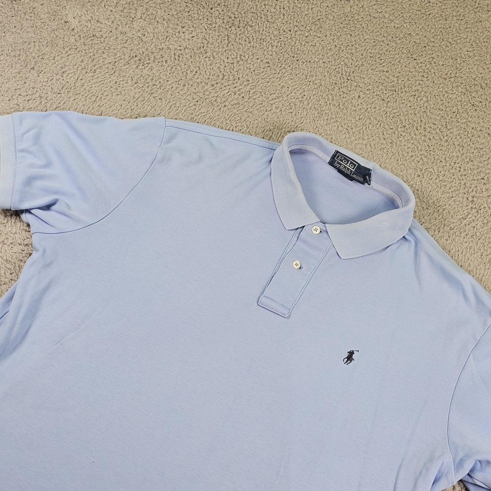 Polo‎ Ralph Lauren Polo Shirt Mens Large Blue Cotton Knit Short Sleeve Casual
